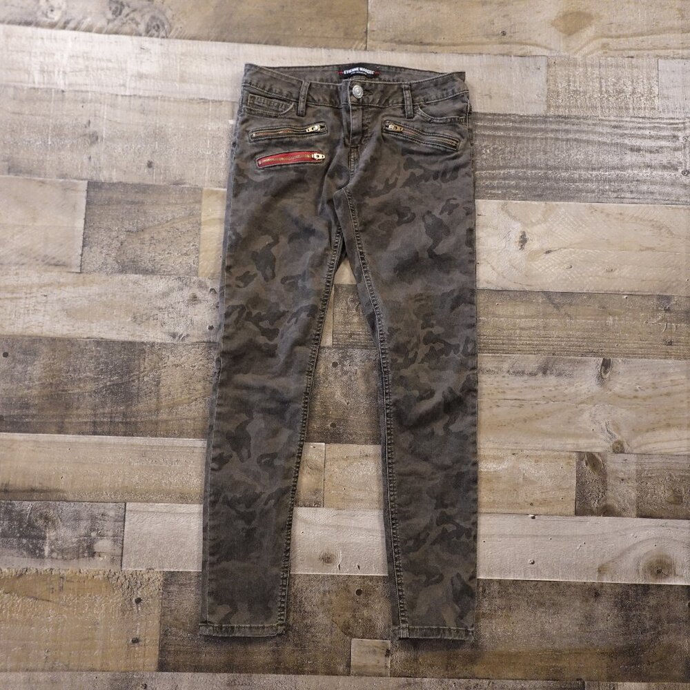 Etienne Marcel Camo Skinny Crop Jeans‎ Women’s 26 Green Zip Detail Stretch